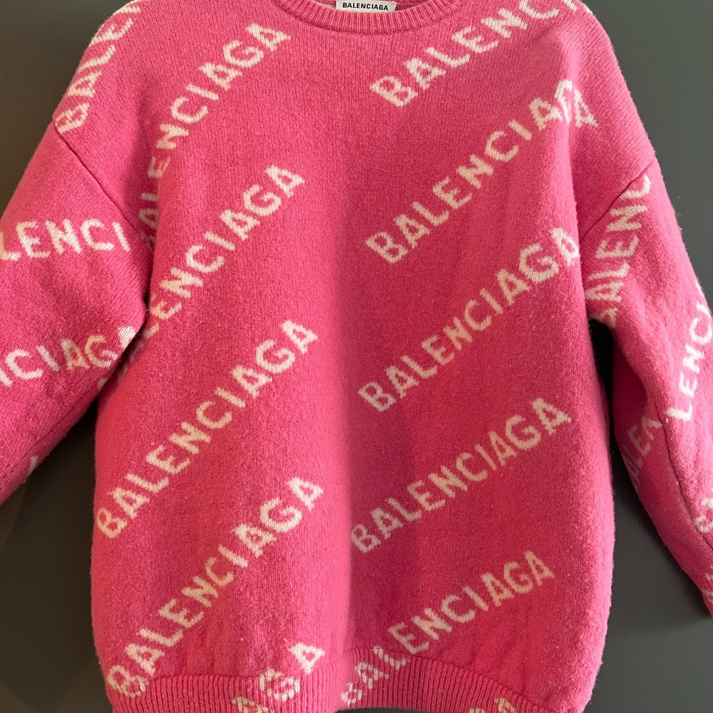 Pink Balenciaga Logo Sweater